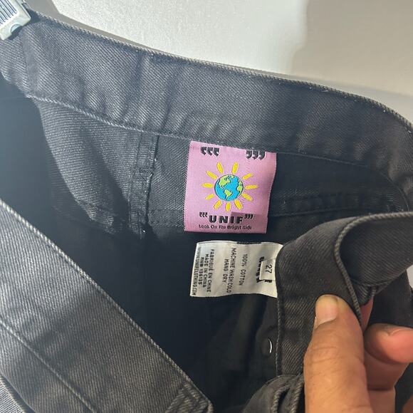 “UNIF” Taper Ankle Ash Black Straight Leg Denim Casual Jeans Women’s Size 27 - Picture 3 of 8